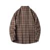 Men's Spring Plaid Trendy Fashion Loose Drop Shoulder Stand Collar Long Sleeve Shirt