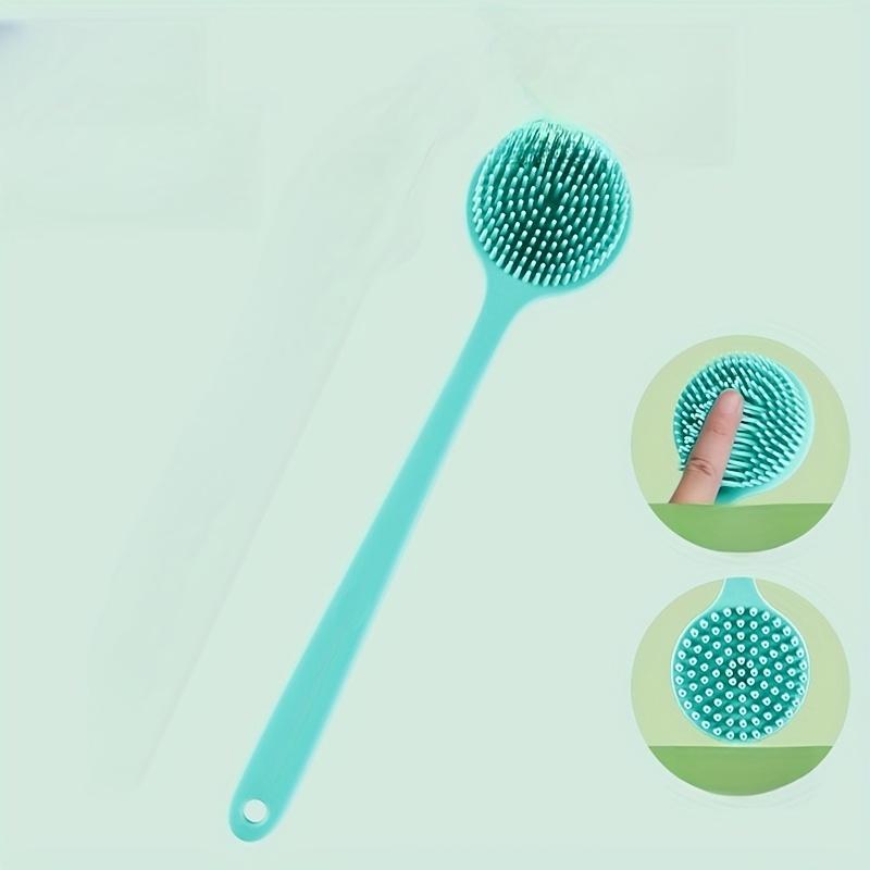 Silicone Double-Sided Exfoliating & Massaging Shower Brush - Extended Handle Back Scrubber for Deep Cleansing, Rich Lather, Body & Hair Care
