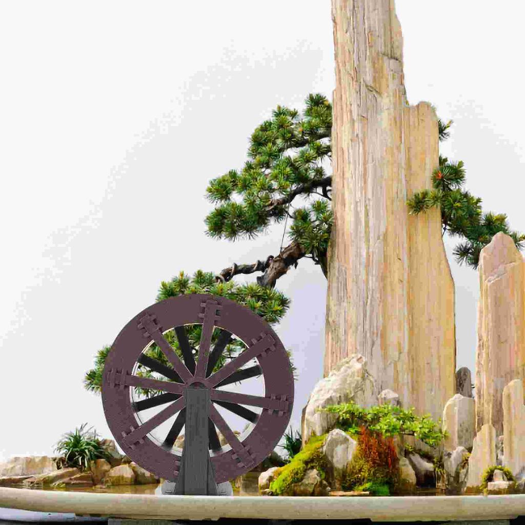 Fountain Wheel Water Fish Tank Accessories Artificial Rockery Rotation Wheels Scene Layout Plastic