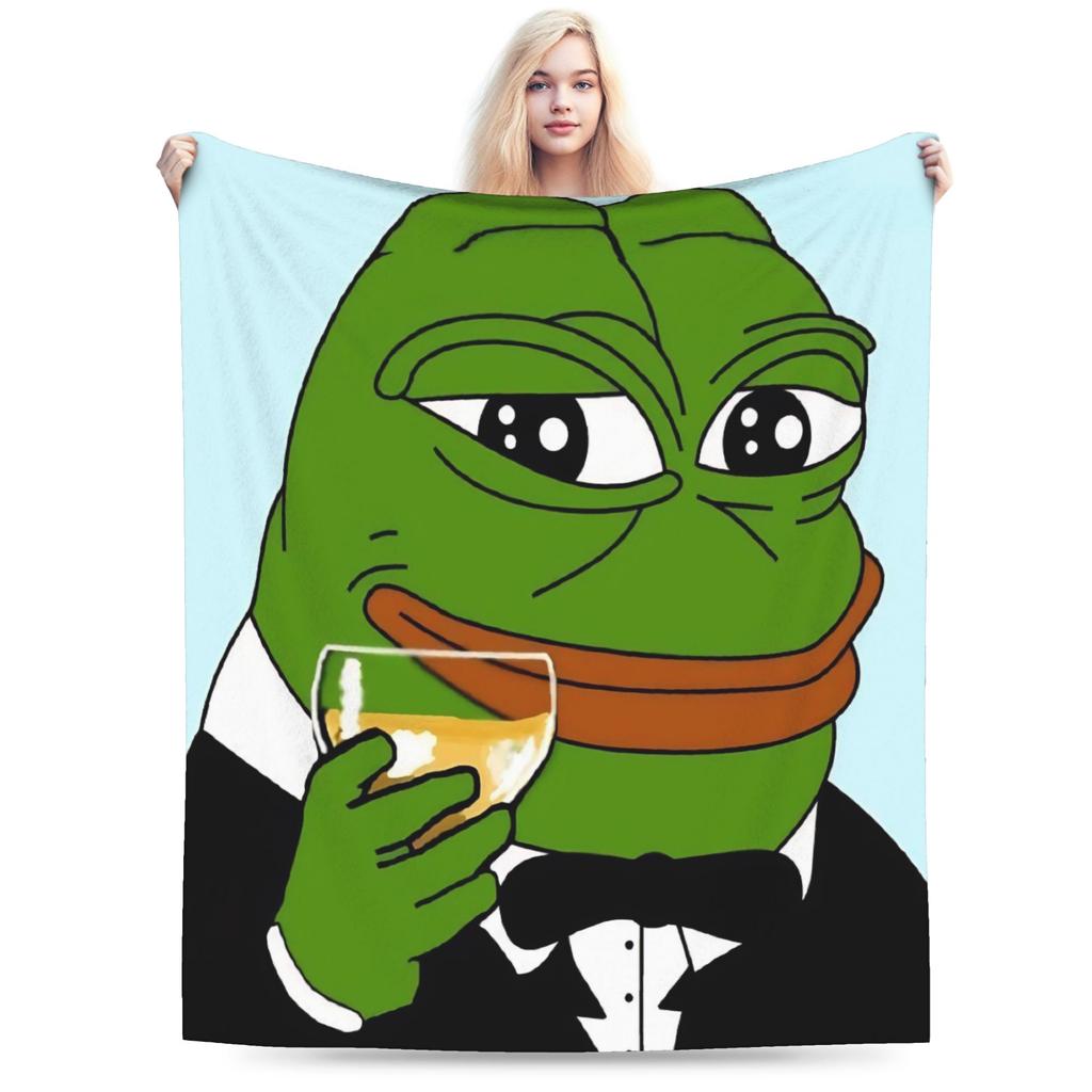 Sad P-Pepe Frog Meme Flannel Blanket Winter Soft Throw Blanket for Children Living Room Novelty Bedspread Sofa Bed Cover