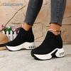 Thick Sole Height Increasing Women's Mesh Breathable Casual Shoes Platform Slip on Sneakers Lightweight Wedges Vulcanized Shoes