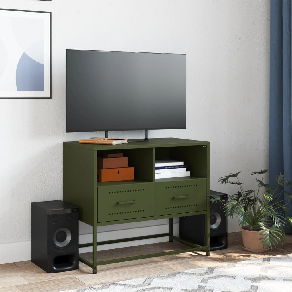 Vidaxl Szafka Pod Telewizor, Oliwkowa, 68X39X60,5 Cm, Stalowa