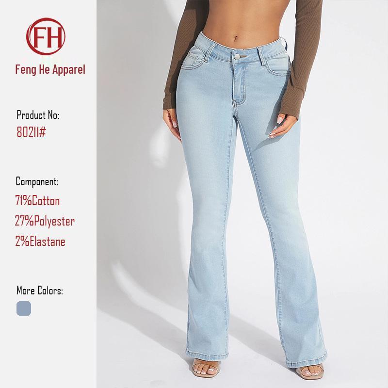 

Women s Stretch Retro Bell Bottom Jeans - Trendy European/American Fashion M синий