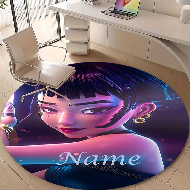Personalized K-KPop Demon Hunters Round Chair Office Rug - Perfect for Mat, Office Chair & More - Ideal Gift for Birthdays and Holidays
