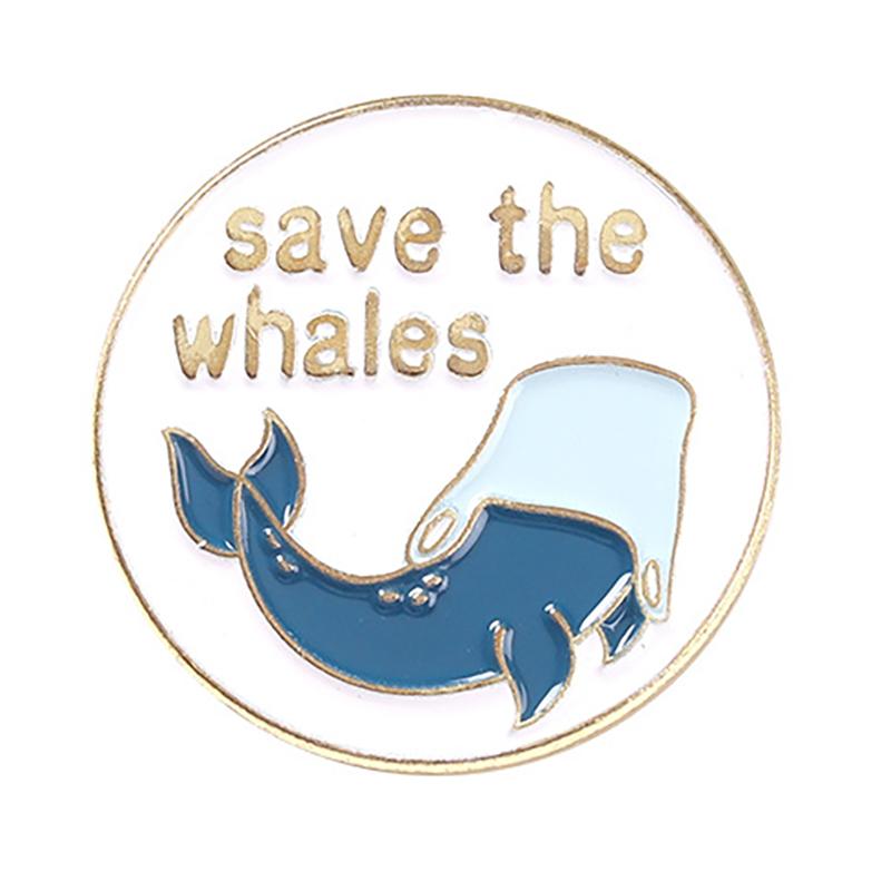 Whale Brooch Marine Animal Brooch Save Ocean Save Whale Enamel Clothing Accessories Backpack Brooch Badge Lapel Pins