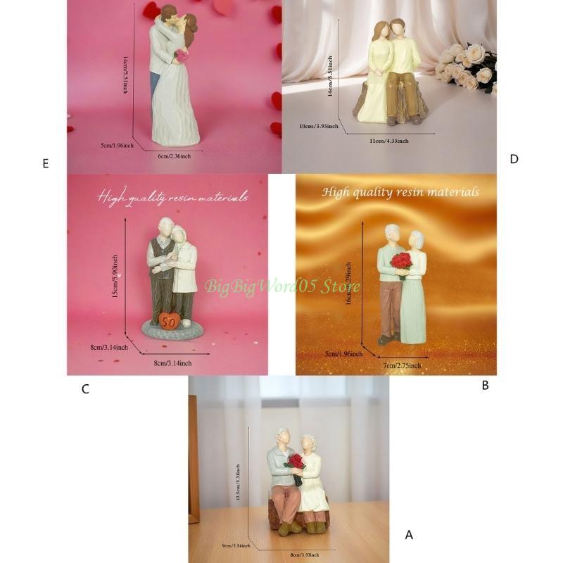 24TE Romantics Loving Elderly Couple Figurine Resins Anniversary Statue Valentines Day Figures Gift for Parent Grandparents