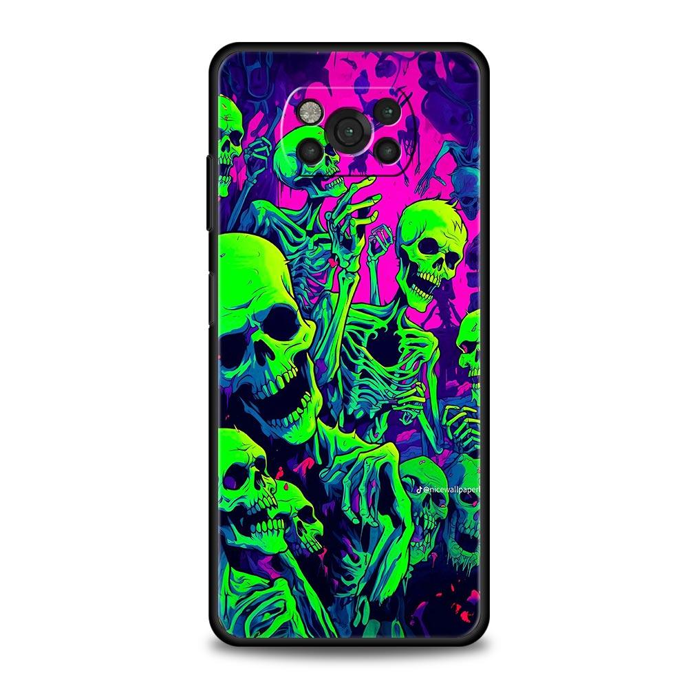 Skeleton Skull Phone Case Cover  for Xiaomi Poco F7 Ultra F6 F5 F4 F3 X6 X5 X4 X3 NFC C51 C55 M4 GT 5G Soft TPU Shell Fundas Bag