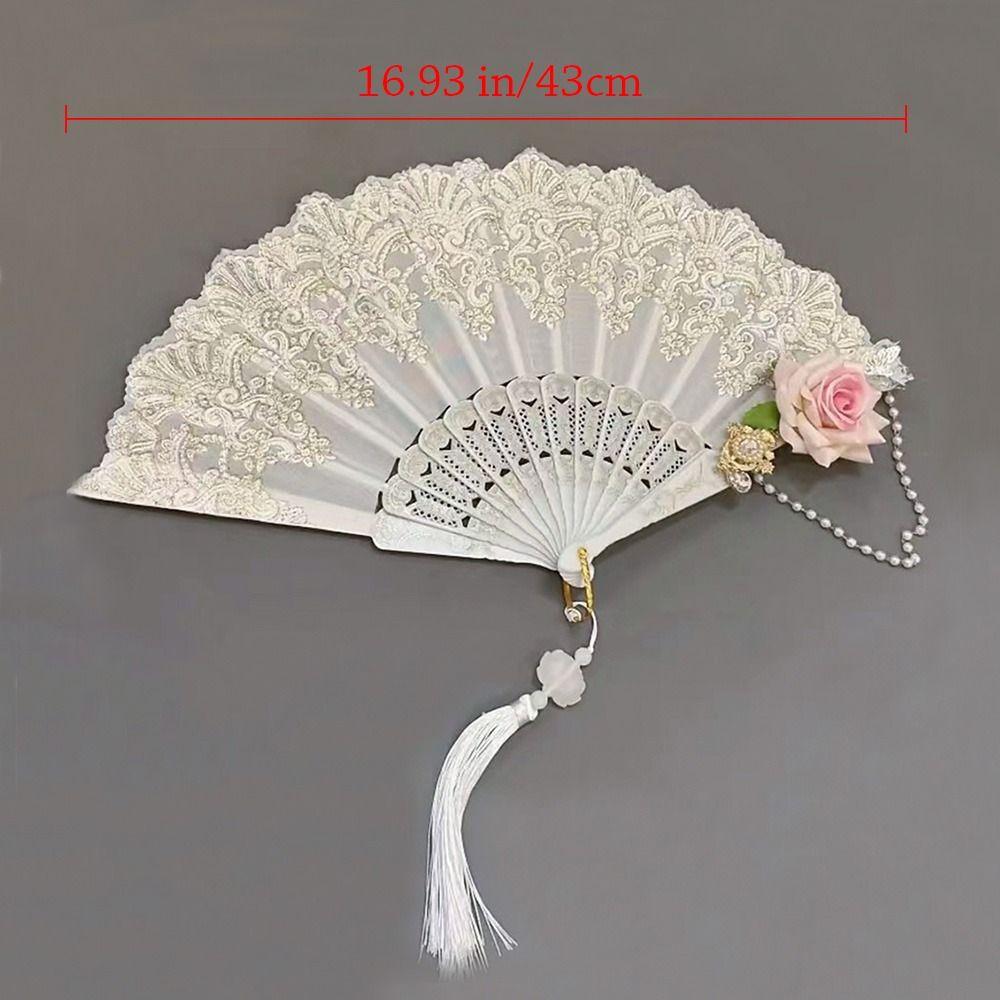 Art Craft Gift Lace Rose Folding Fan Gothic Dance Cosplay Hand Held Fans Home Wedding Party Photograph Props