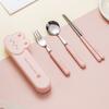 Portable Cartoon Chopsticks Spoons and Forks A Cute Three-piece Set of Children's Tableware for Students and Office Workers To Take Away