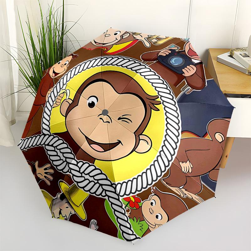 

Curious George, Monkey Automatic Opening and Closing, 8 rib Structure Portable Umbrella, Suitable for Men and Women in All Seasons Perfect