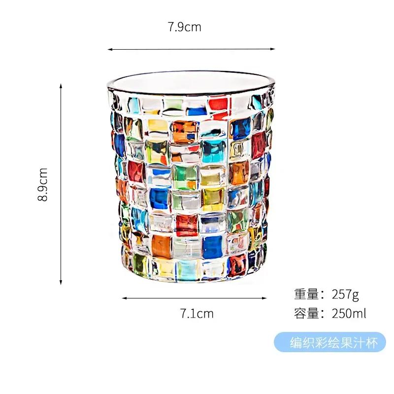 

Popular hand-painted woven fruit tray with lid candy can, juice cup, home decoration decoration, colored glass vase 301-400ml