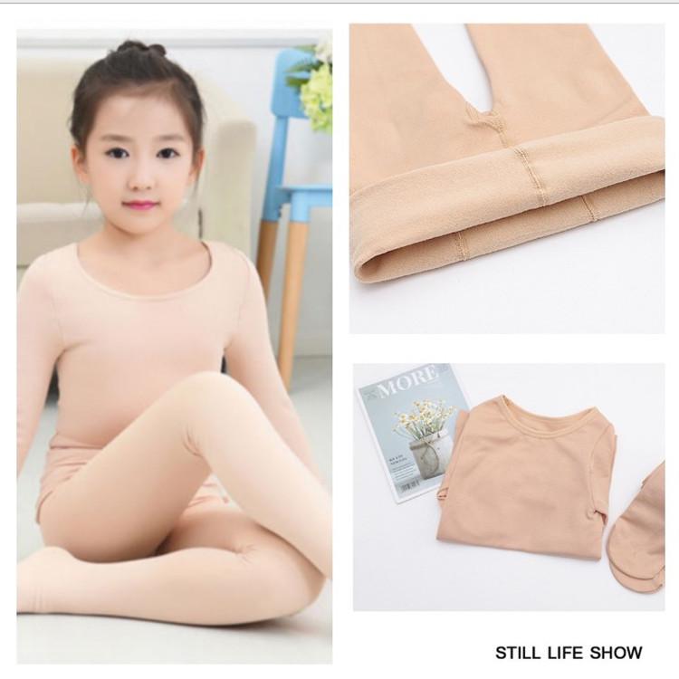Autumn Winter Fleece-Lined Kids' Dancewear Invisible Girls High-Stretch Performance Outfits