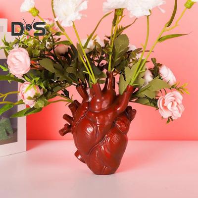 Heart Flower Vase Human Heart Organ Shape Resin Vase Tabletop Decor Flower Holder for Home Office Desk Living Room
