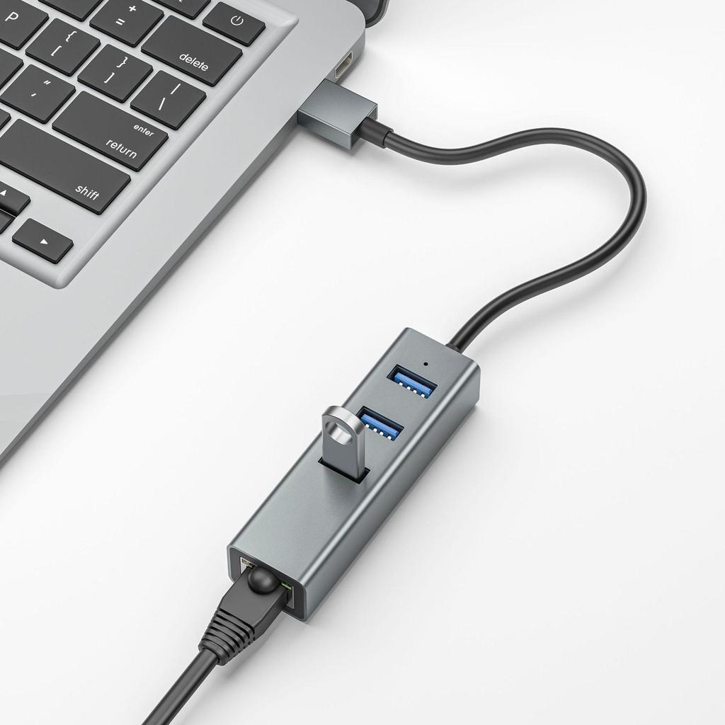 USB-C Docking Station with Gigabit Ethernet and USB 3.0 to RJ45 Adapter for Laptops & Tablets