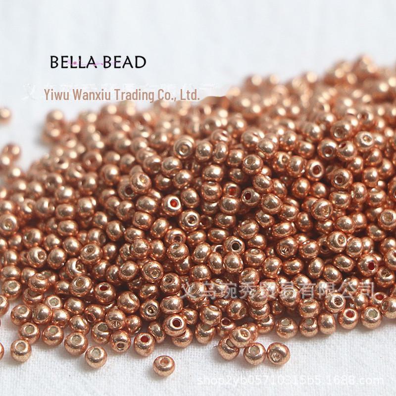 Handmade 2/3mm Gold Electroplated Glass Rice Beads for DIY Jewelry