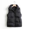 Damen Wintermantel mit Taschen Druckknopfverschluss Gepolsterter Stehkragen Ärmellos Einfarbig Outdoor Freizeit Sport Daunenweste