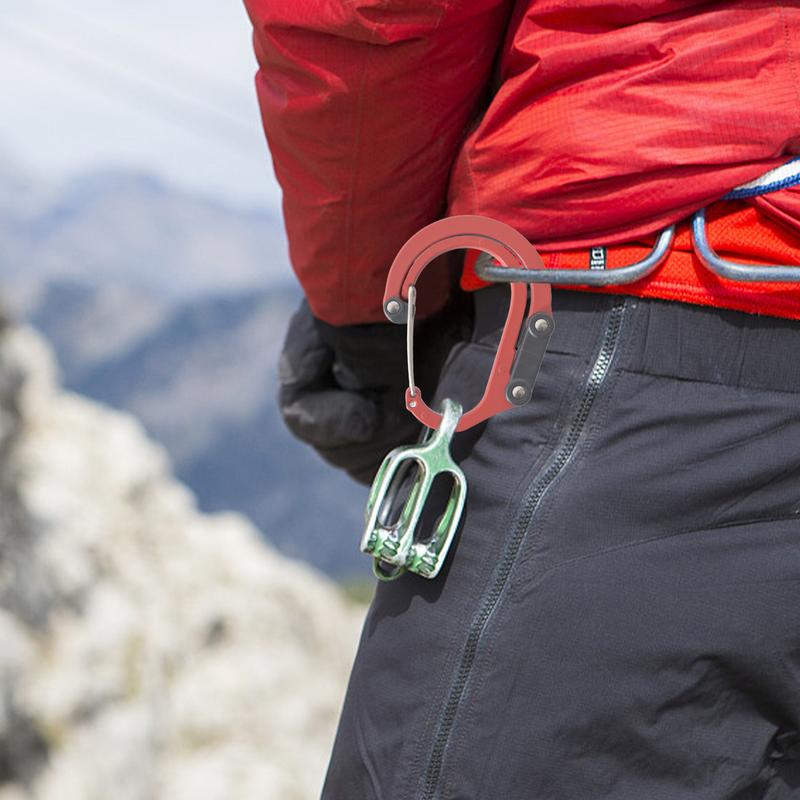 Locking Carabiner Heavy Duty D Shaped Aluminum Carabiner Clip 360Degree Rotating Folded Joints Hooks Aluminum D Shaped Clip Hook