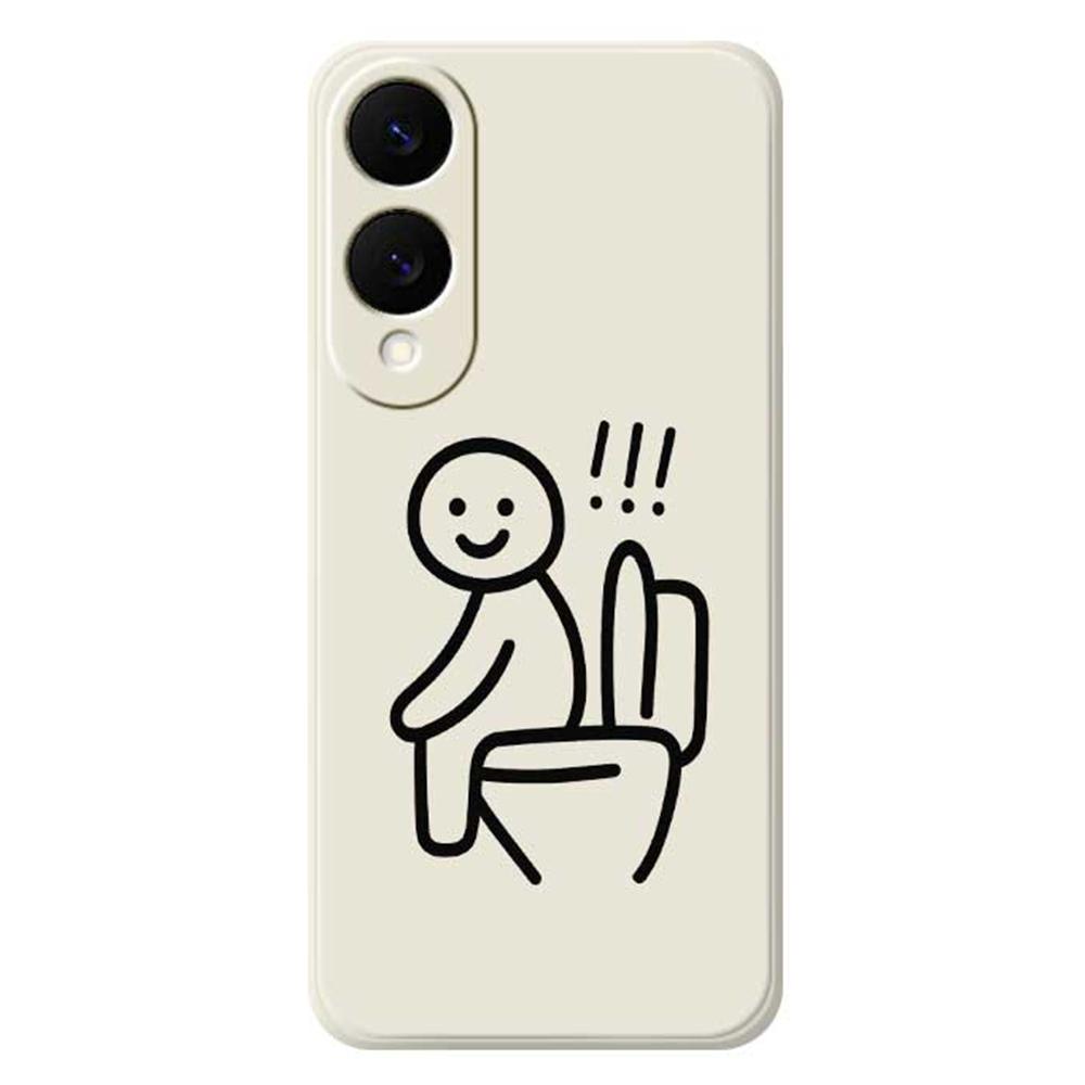 

For Samsung Galaxy S25 Edge Case Stickman Toilet Pattern Printing Straight Edge TPU Phone Back Cover A