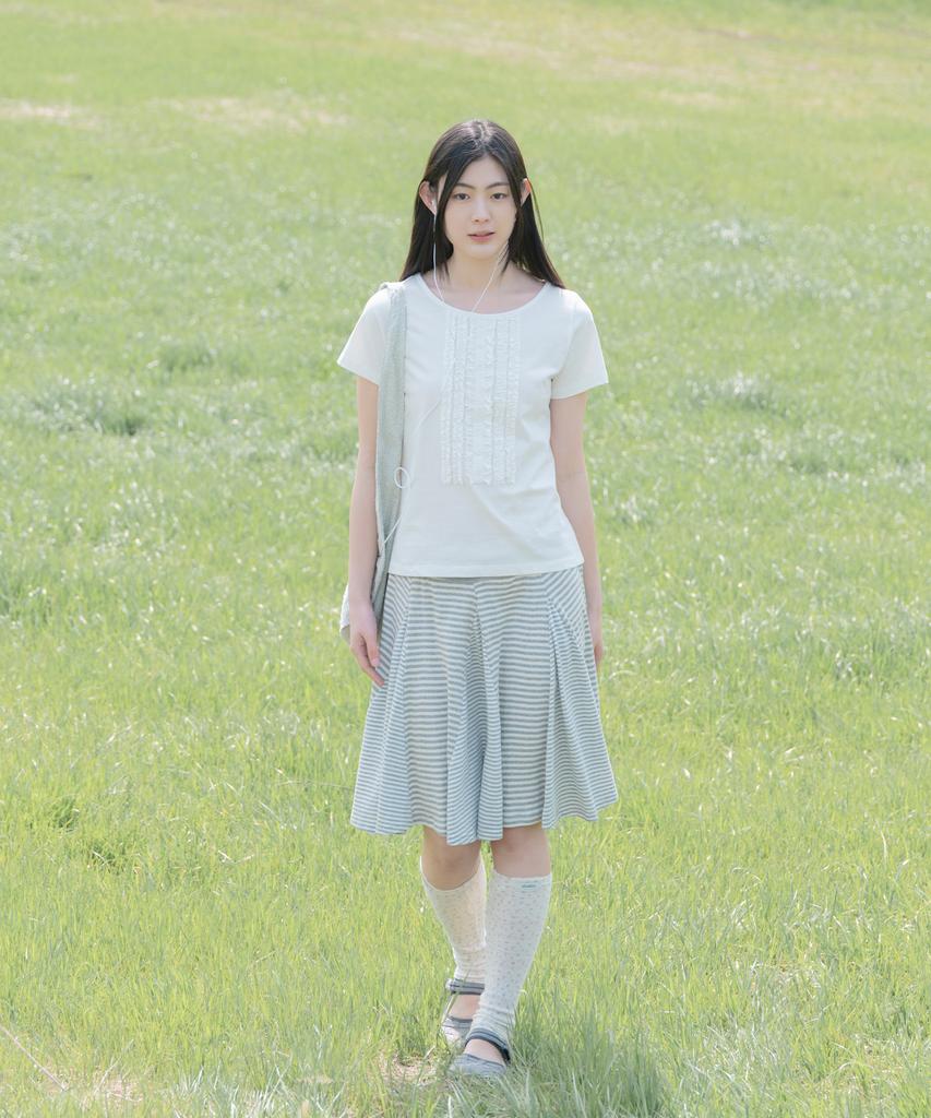 Ohesio Frill Jersey T-Shirt, Ivory