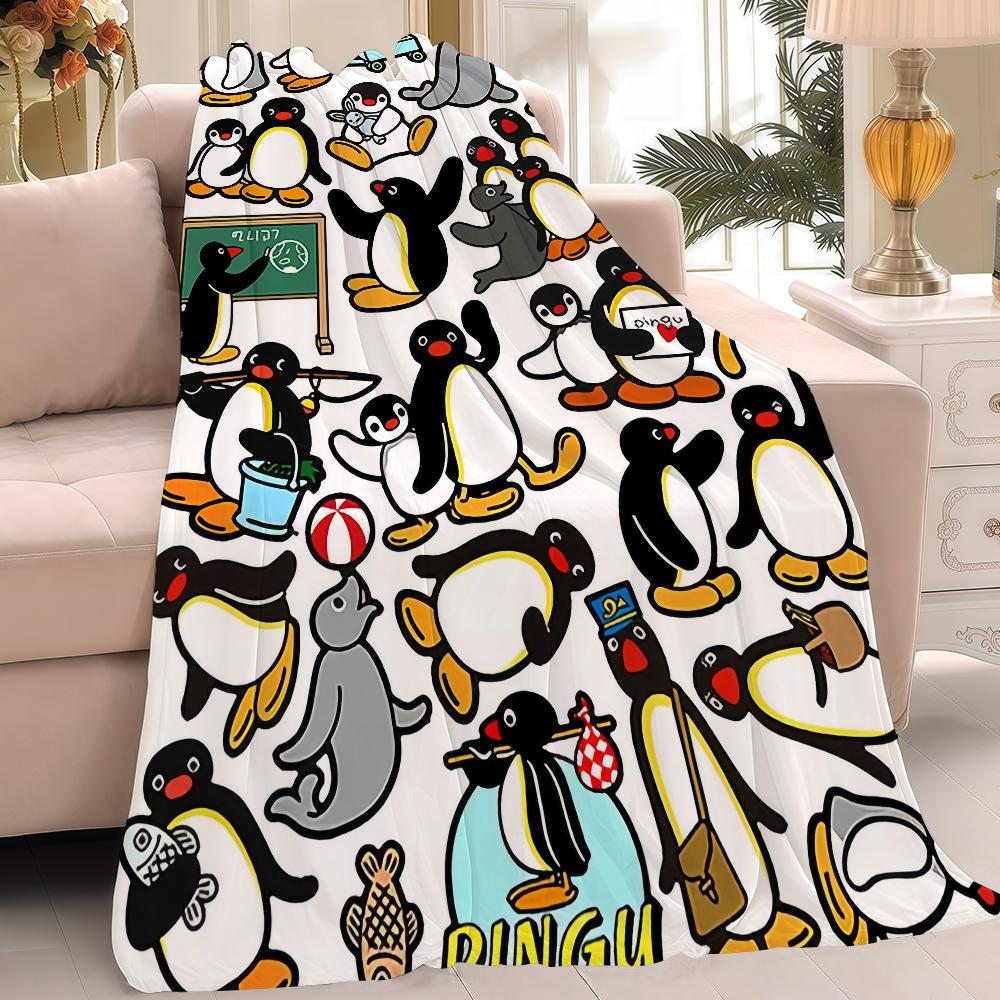 Cartoon P-Pingu Cute Blanket Warm Soft Suitable For Bedroom Sofa Bed Living Room Office Travel Camping Gifts