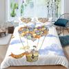 Airplane Cartoon Aircraft Duvet Cover For Boys Teens Air Balloon Aviation Parachute Blue Cloud Sky Seagull Nautical Birds