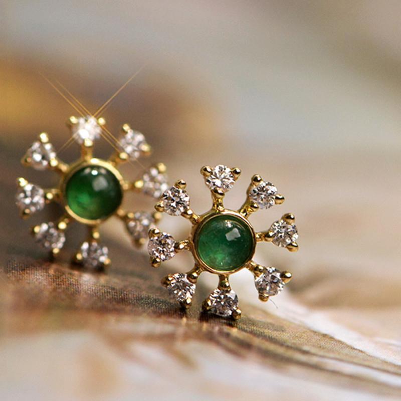 

Серьги-гвоздики Huitan Dainty Green с имитацией опала для женщин, повседневная одежда, изысканные аксессуары для прокалывания ушей, новые модные украшения