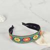 MAIA Green Flower Jacquard Hairband - Plain Orange Green