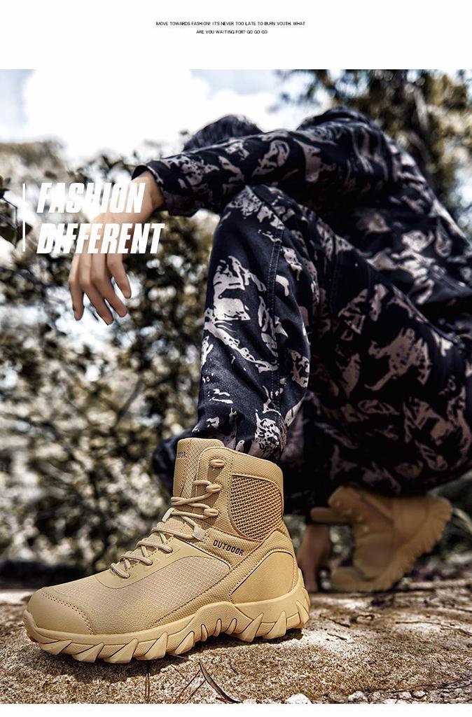 Men's Mid-Top Desert Tactical Military Sports Boots - Large Size
