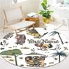 Cat Adventure Custom Name Round Area Rug Carpet Rug For Living Room Bedroom Sofa Playroom Decor Nonslip Floor Mat