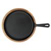 Lava Cast Iron Round Crepe Pan. Long-Stem, With Wooden Platter Dia. Ø 26cm.