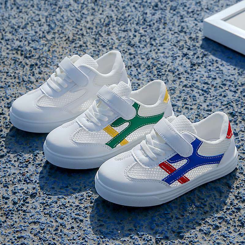 Children's Six One Little White Shoes Summer Boys and Girls Single Mesh Breathable White Sneakers Students Board Shoes School Performance Shoes