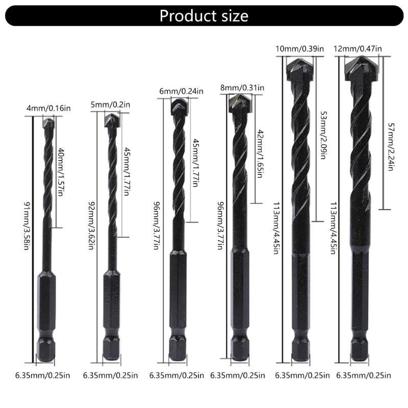 10Pcs Hexagonal Drill Bit Carbide Drill Set Ceramic Tile Wood Glass Punching Hole Saw Metal Drilling Tool Set