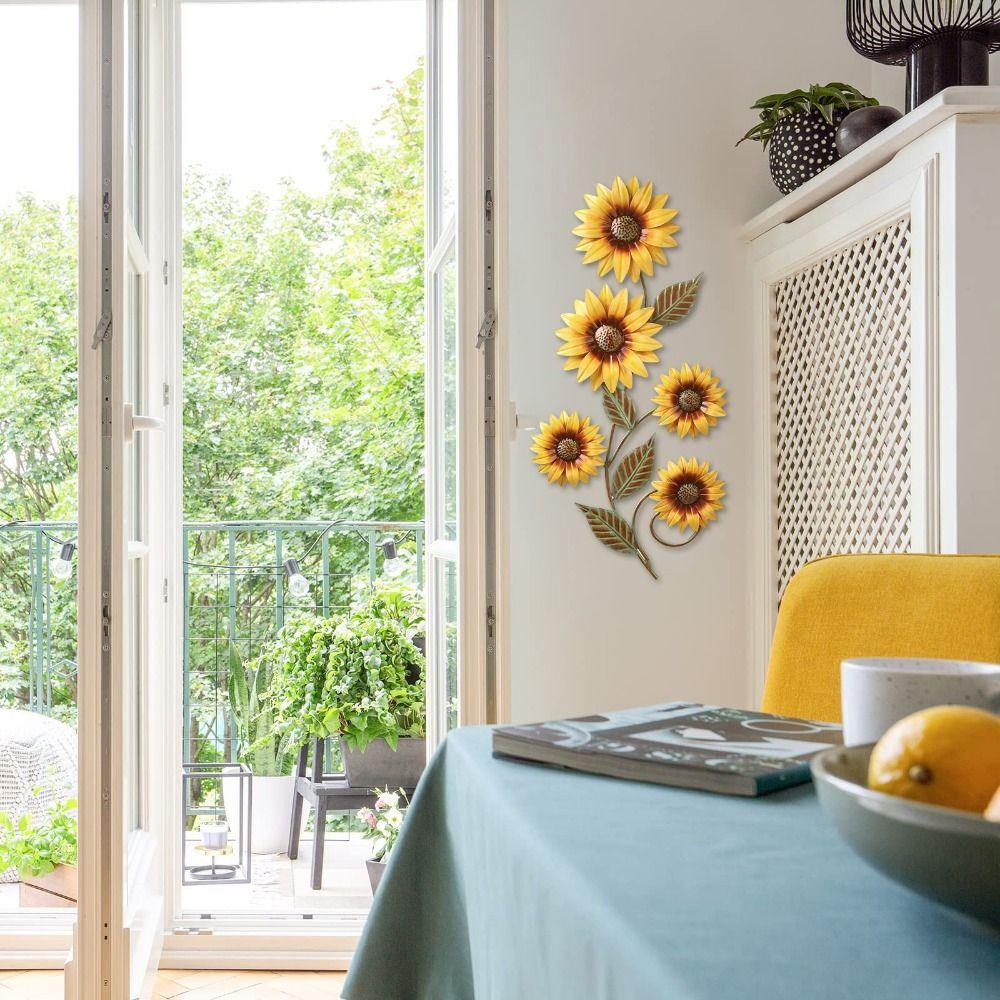 

Creative Flower Wall Hanging Metal Background Pendant Garden Decor Sunflower Wall Decoration Door Style B