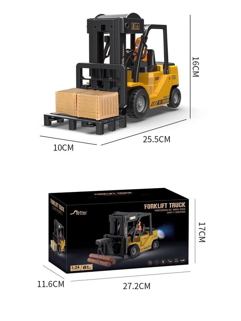 2.4G Remote Control Forklift Toy: 11-Channel Crane with Lights and Music for Kids