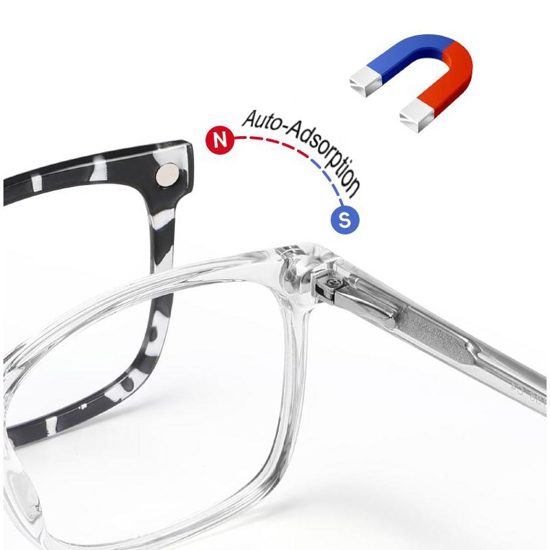 6 in 1 Multi-Color Clip Glasses Anti-Blue Light Fashion Matched With Prescription Glasses Frame Square TR Spring Hinge Glasses
