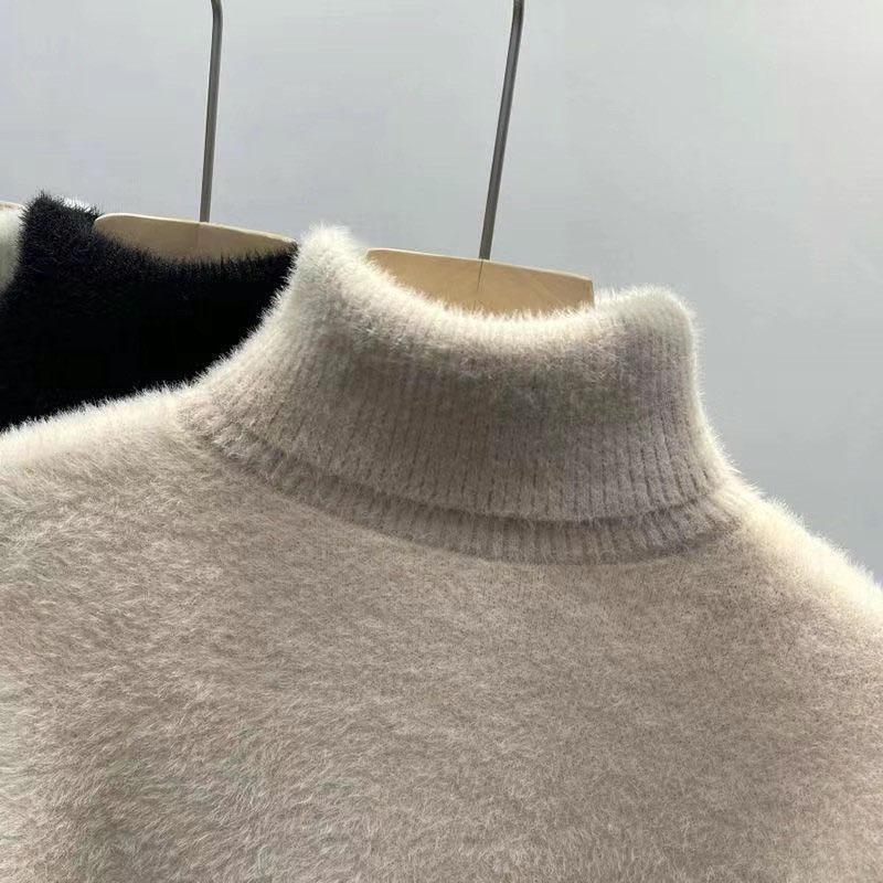 Sweater for Women Autumn Winter Thickened Warm Knitted Stretchy Long Sleeve Tops