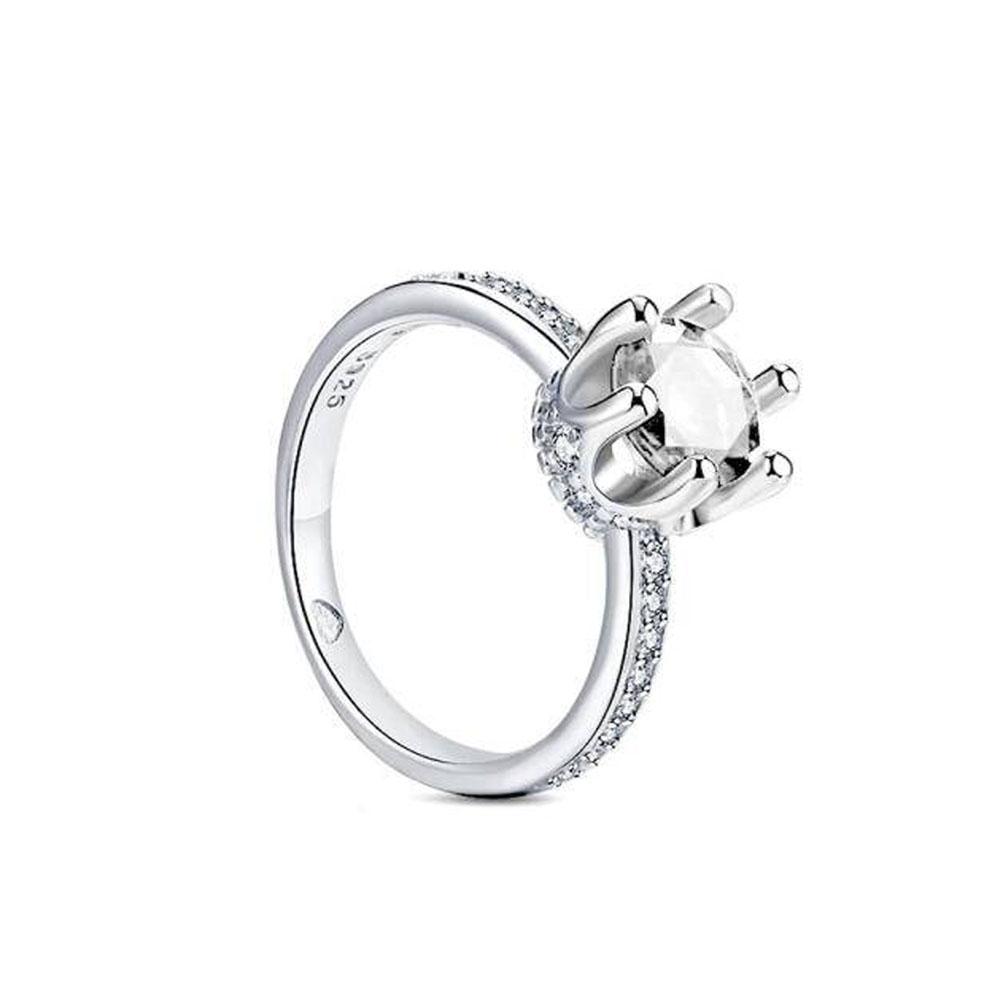 New Sparkling Stars Moon ring 925 silver Classic Dazzling Square Zircon Ring Exquisite Women Light Luxury Jewelry wedding Gifts