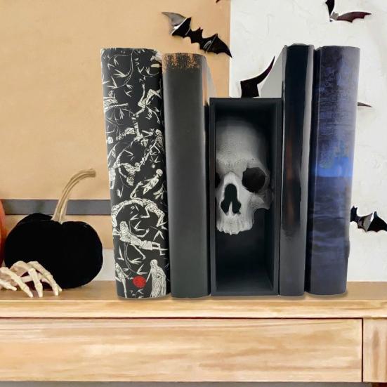 Halloween Totenkopf Buchstütze Bücherregal Dekoration Gruselige Gotische Totenkopf Figur Heim Büro Schreibtisch Buchstopper Ornament