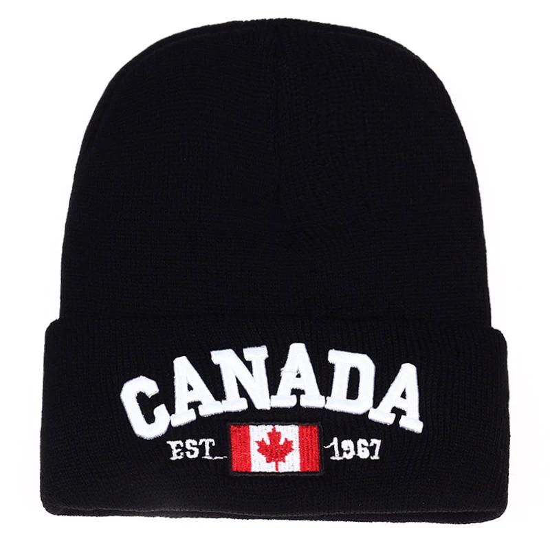 Autumn Winter Knitted Hats for Men Women Canada Letter Embroidery Cotton Caps Autumn Hat Casual Boy Cap Men Hats