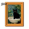 Vintage Style Cat Ornaments Black Wooden Refrigerator Magnet Halloween Theme Decorative Cute Pumpkin Magnet Set Magnetic Decal for Kitchen Cabinets