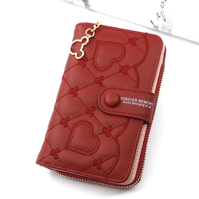 Portafoglio da Donna in Ecopelle con Ricamo e Motivo Geometrico per Regalo e Uso Quotidiano