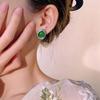 Copper Bottom Gold-Plated Ice Seed Fluorescence Simulation Blue Pointed Crystal Green Chalcedony Stud Earrings 10 * 12