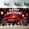 Race Car Happy Birthday Backdrop 71 X 43 Inch Sports Car Photography Background for Kids Boys Birthday Party Decorations