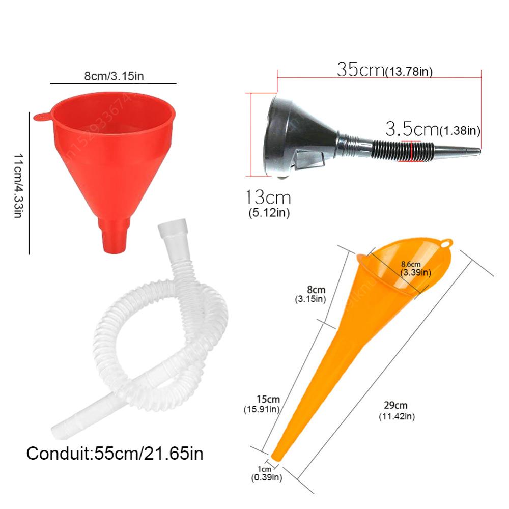 1-3Sets Telescopic Engine Refueling Funnel with Filter Oil Gasoline Container Universal Car Funnel Set for Auto Motorcycle Truck