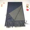 Solid color versatile imitation cashmere men's and women's winter thickened warm double-sided two-color shawl fringed scarf