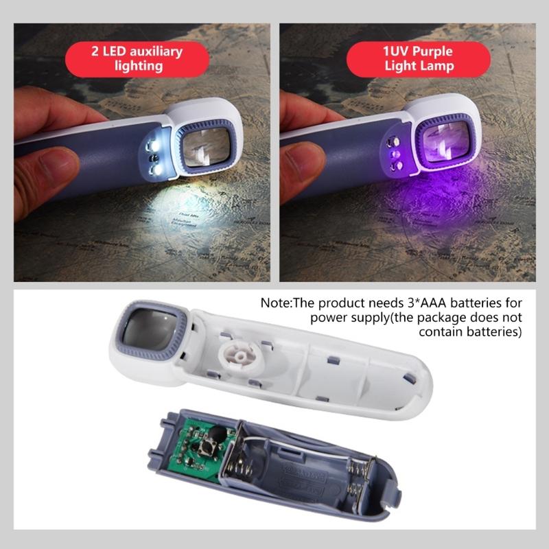 Handheld Magnifying Glass with LED High Power Lens Illuminates Reading Magnifier with 3 LEDs for Senior & Hobbyists
