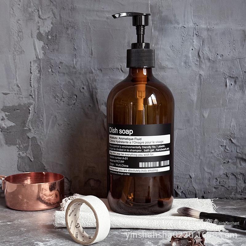 Nordic Style Refillable Glass Bottles for Hand Sanitizer, Soap, Shampoo, and Bathroom Accessories Photography.