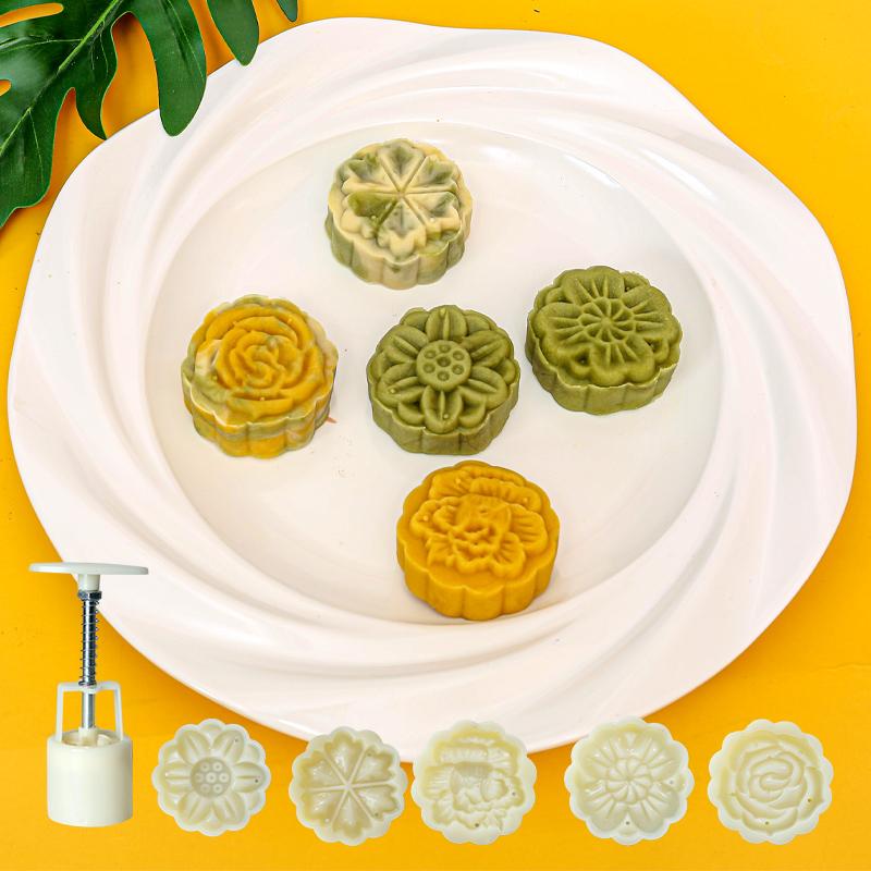 

FAIS DU 5pcs Cookie Stamps Mooncake Mold Mini Hand-pressed Household Fondant Baking Mid-Autumn Festival DIY Cutter Cake Mold