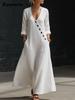 TikTok Summer Lazy Style V-Neck Pleated Swing A-Line Resort Maxi Dress Women One-Piece Long Dress
