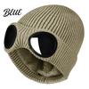 Caldo Berretto Morbido in Acrilico Lavorato a Maglia con Occhiali Unisex Cappello Invernale Foderato in Pile Antivento Termico Cuffia per Ciclismo Sci Moda da Strada